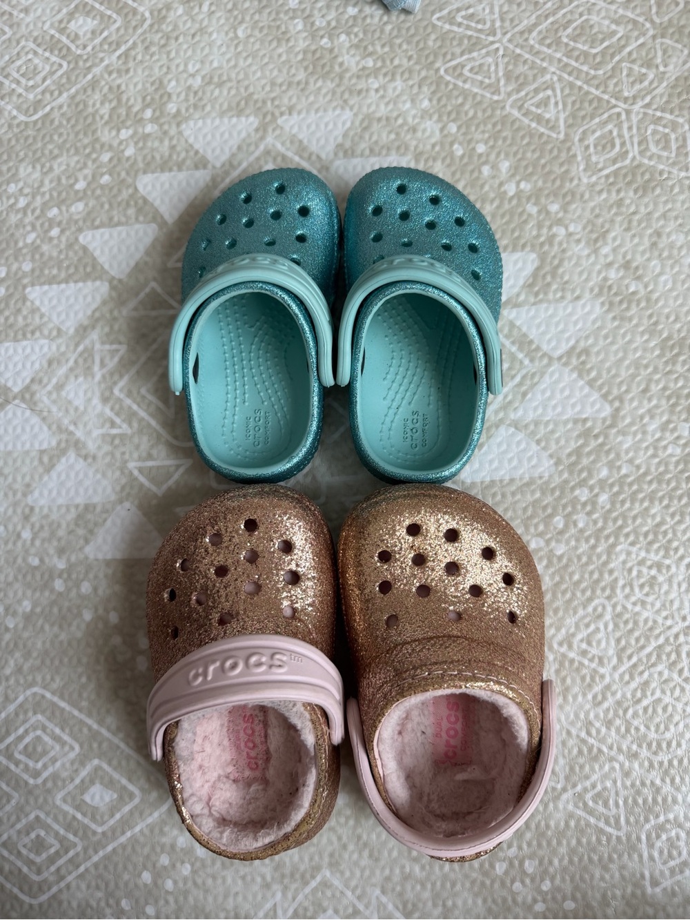 CROCS Kids' Glitter & Teal Water Shoes Duo NWOT